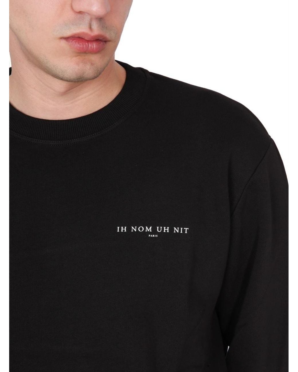 Ih Nom Uh Nit Black Mask-Printed Long-Sleeved Crewneck Sweatshirt for men