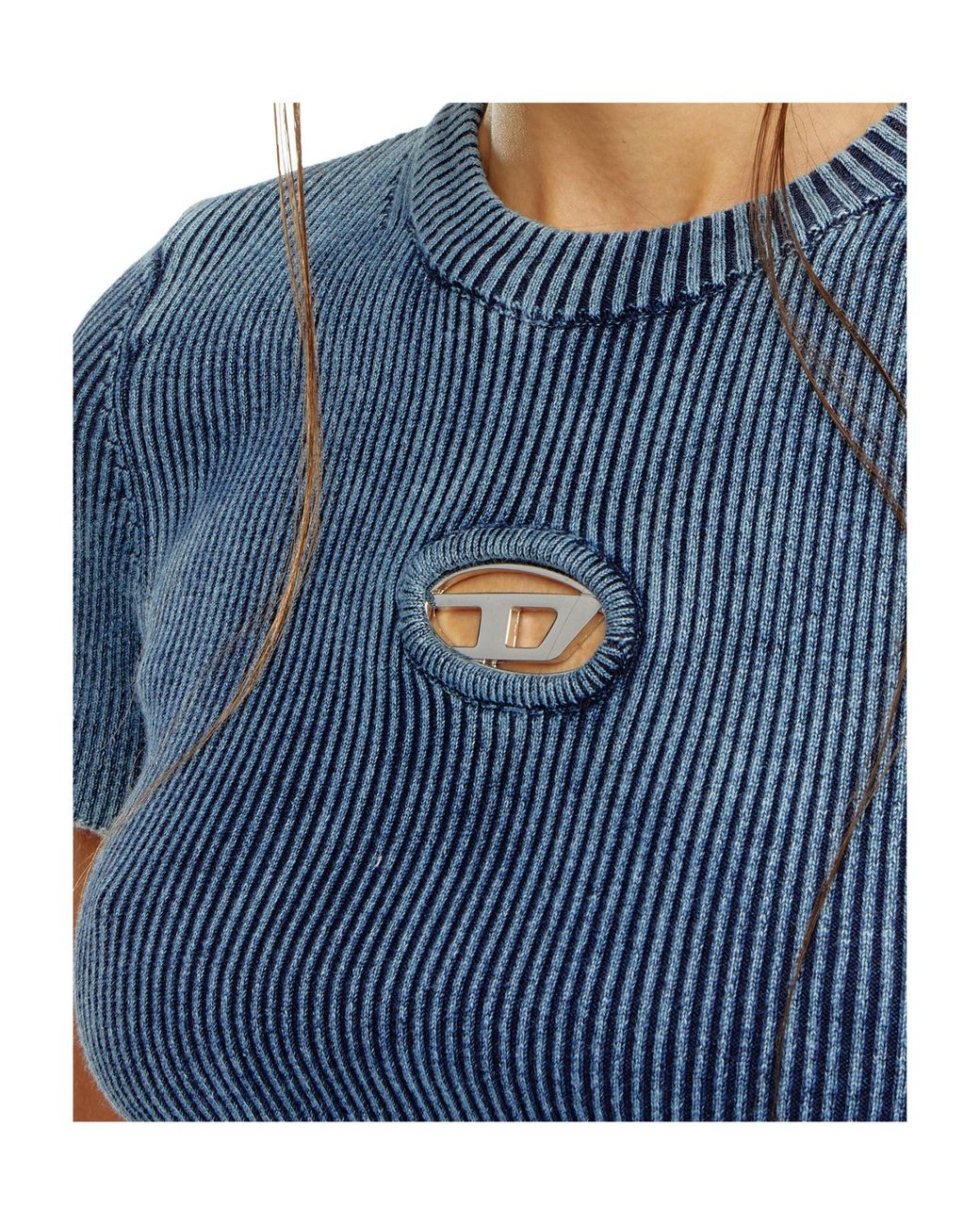 DIESEL Blue M Anchor A Ribbed Cropped Top