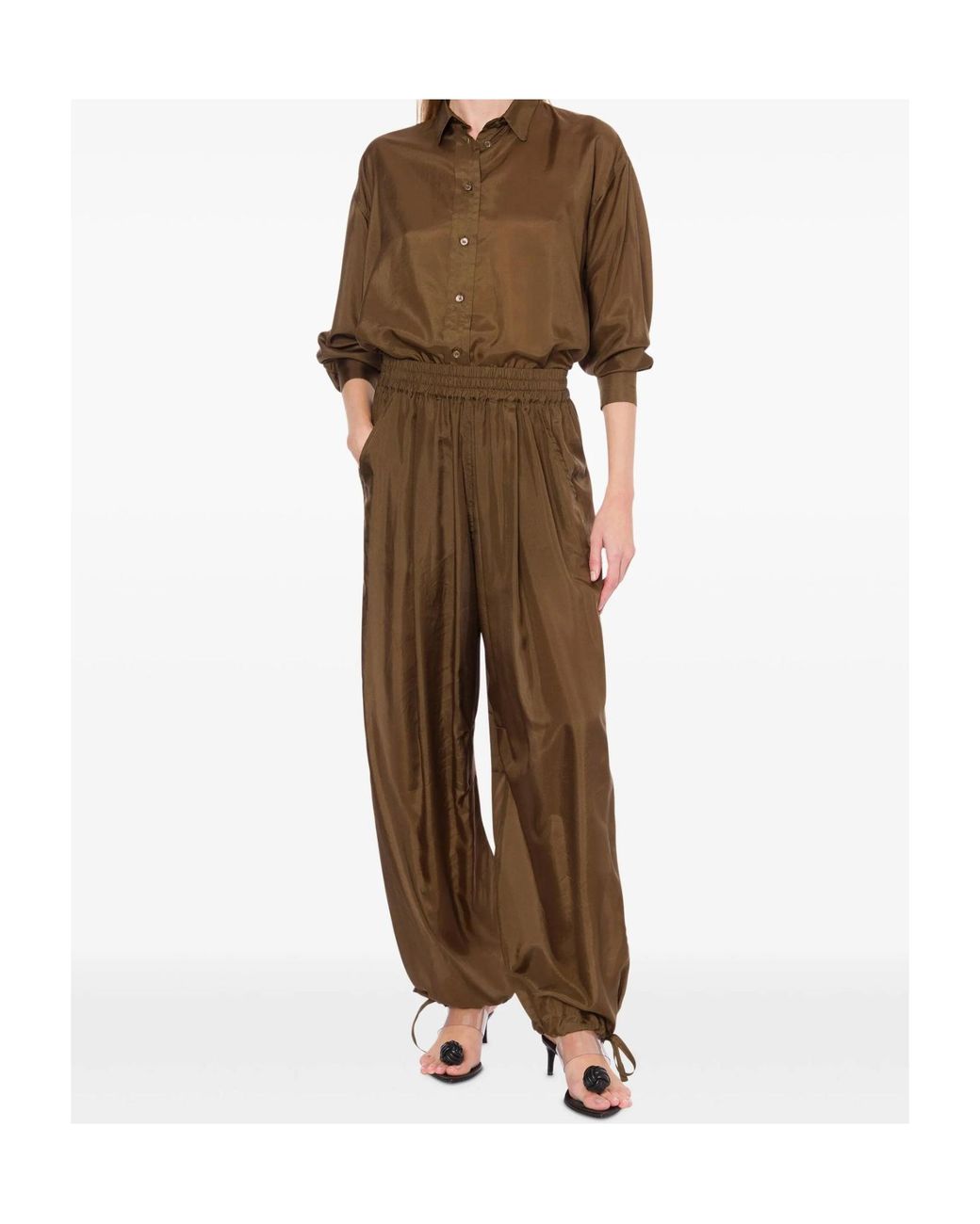 Philosophy Di Lorenzo Serafini Brown Button-Down Long-Sleeved Shirt