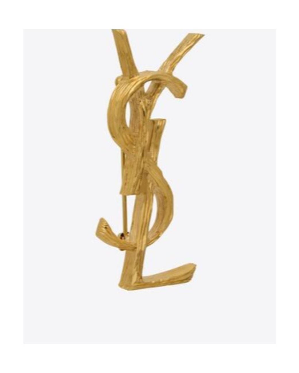 Saint Laurent Metallic Textured-Finish Brooch