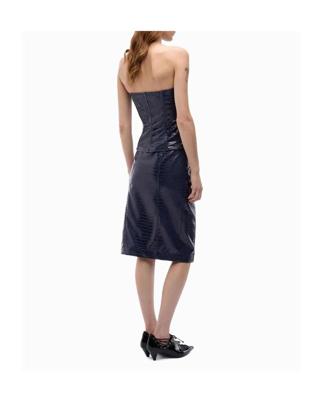 Pinko Blue Zip-Front Tube Top