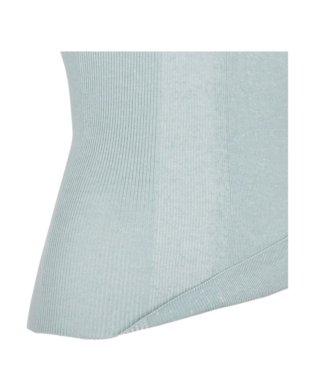Fendi Blue Asymmetric-Hem Ribbed-Knit Top