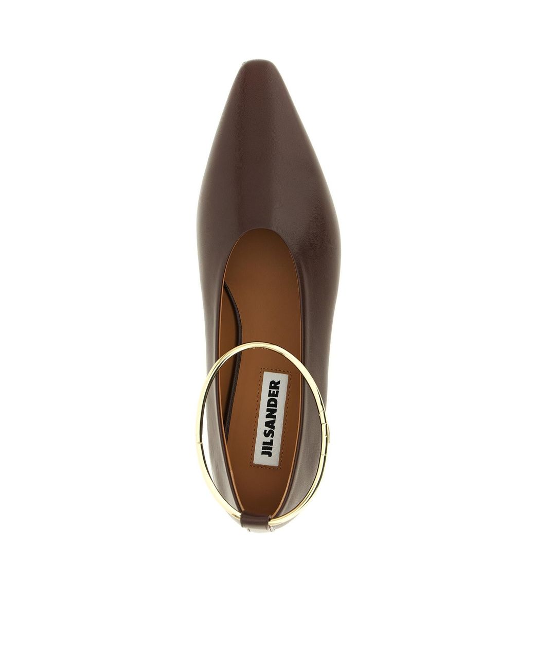 Jil Sander Brown Ring Anklet Ballet Flats