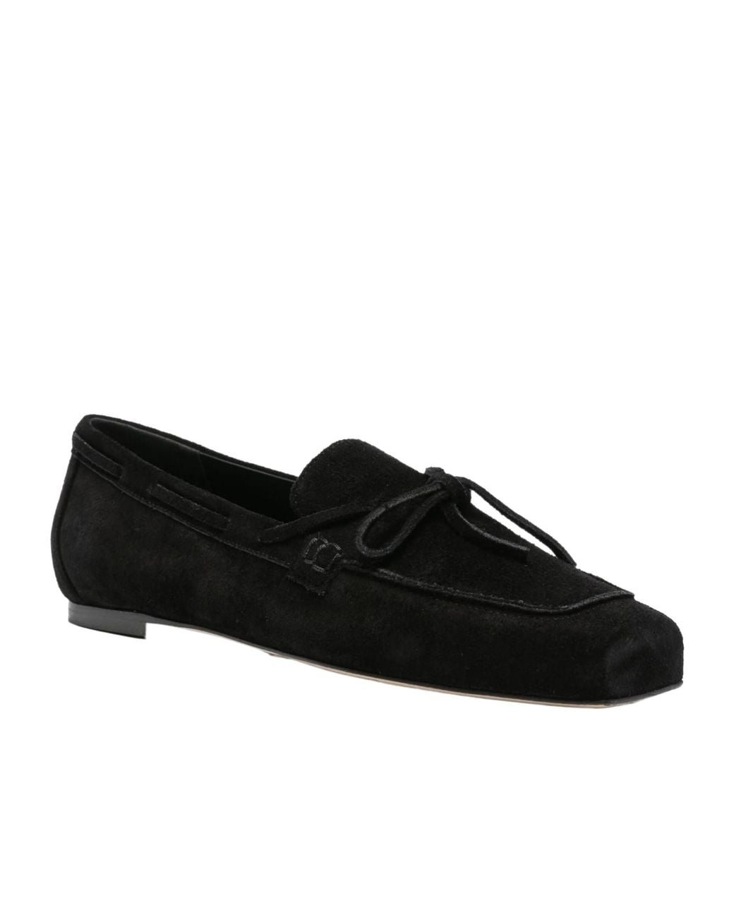 Aeyde Black Bow-Detail Suede Loafers