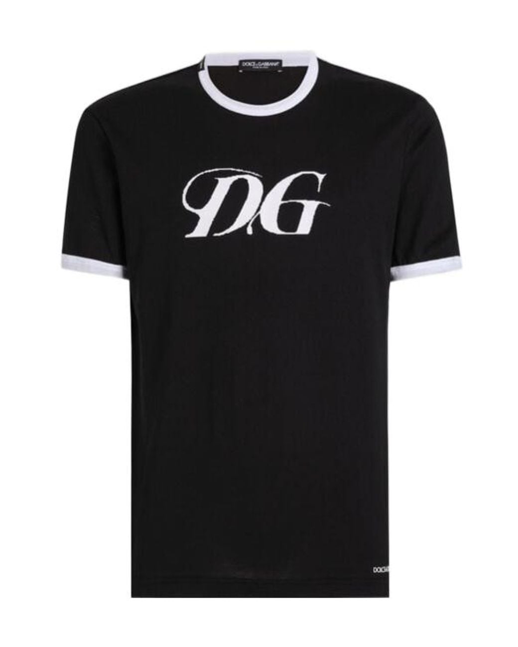 Dolce & Gabbana Black Dg Printed Crewneck T-Shirt for men