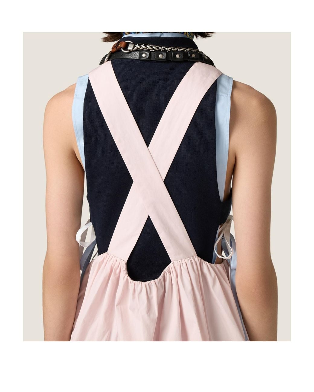 Miu Miu Pink Cotton Poplin Pinafore Mini Dress