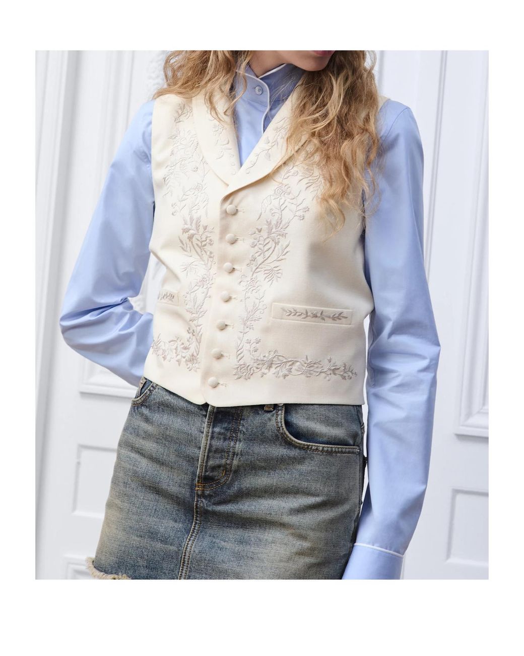 Dior White Embroidered Vest