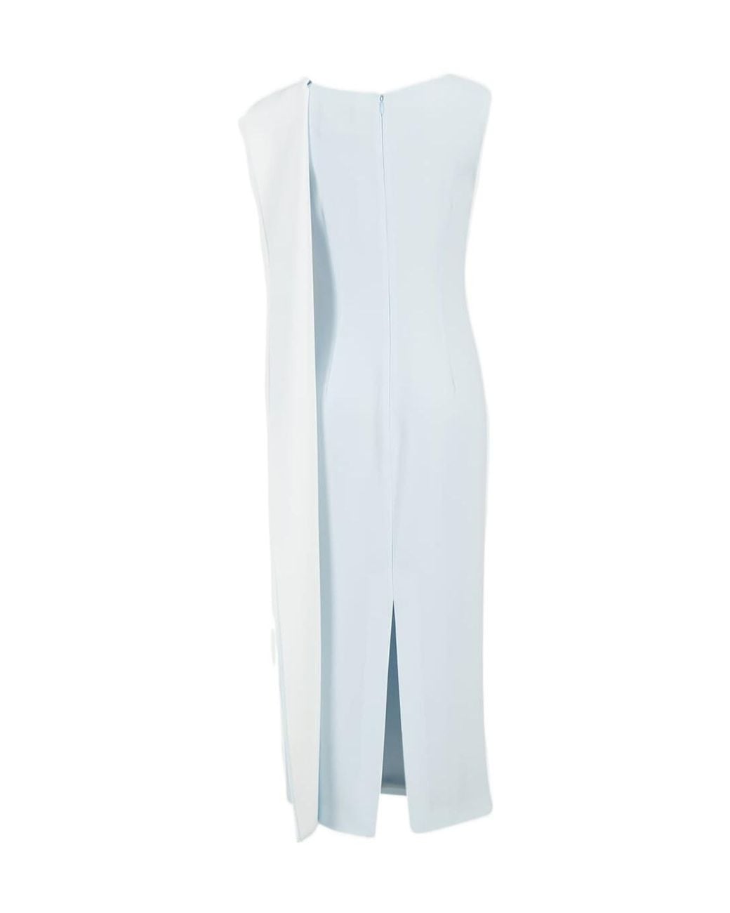 Roland Mouret White Draped Sleeveless Midi Dress