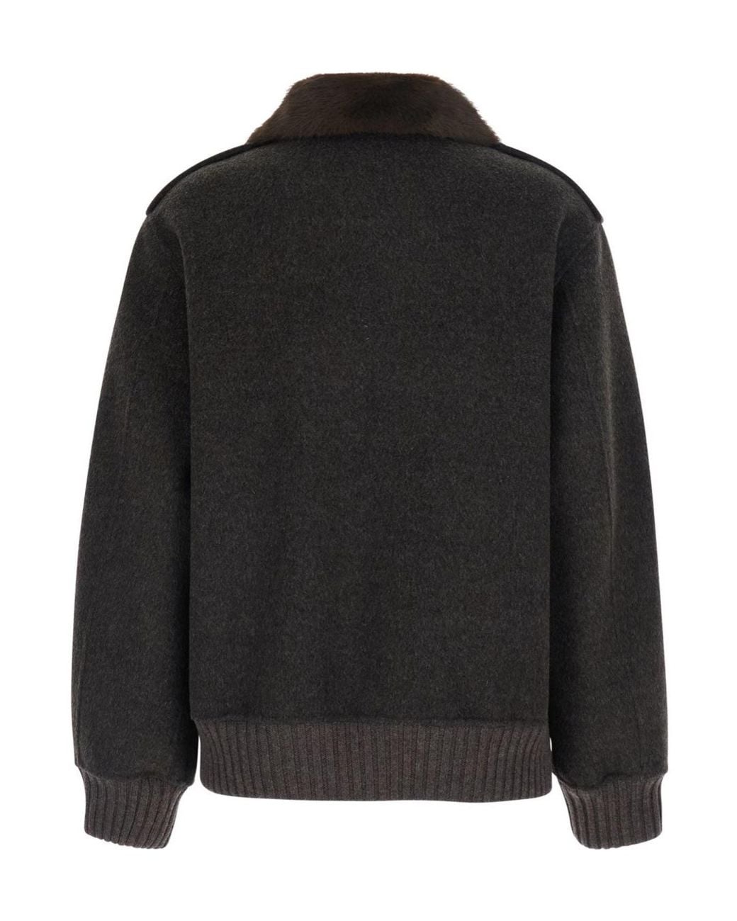 P.A.R.O.S.H. Black P.A.R.O..H. Faux Fur Collar Wool Jacket