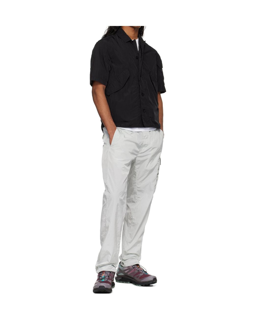 C P Company Gray Chrome-R Cargo Pants for men