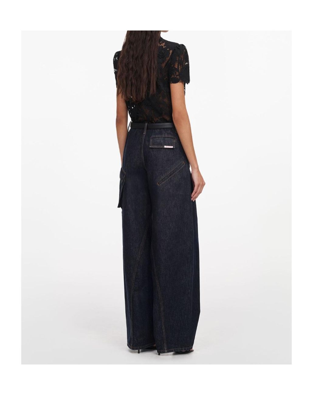 Self-Portrait Black Lace Tie Neck Top