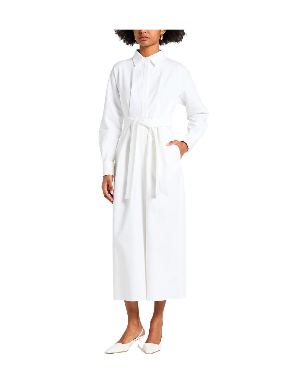 Max Mara White Maxi Dress Cotton, Elastane