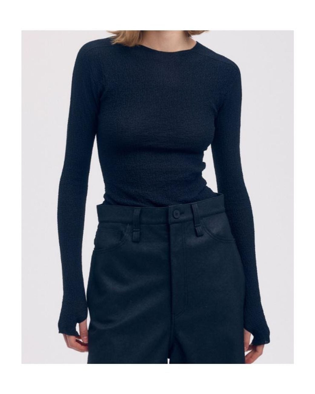 Issey Miyake Black Round-Neck Long-Sleeve Top