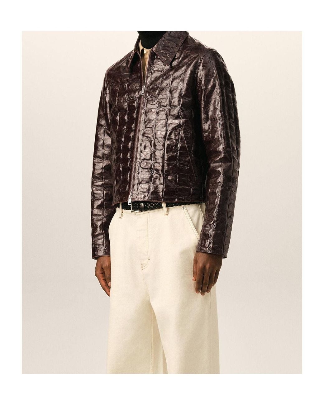 AMI Brown Ami Textured Cropped Jacket for men