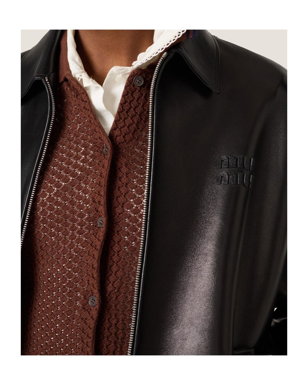 Miu Miu Black Plongé Leather Jacket