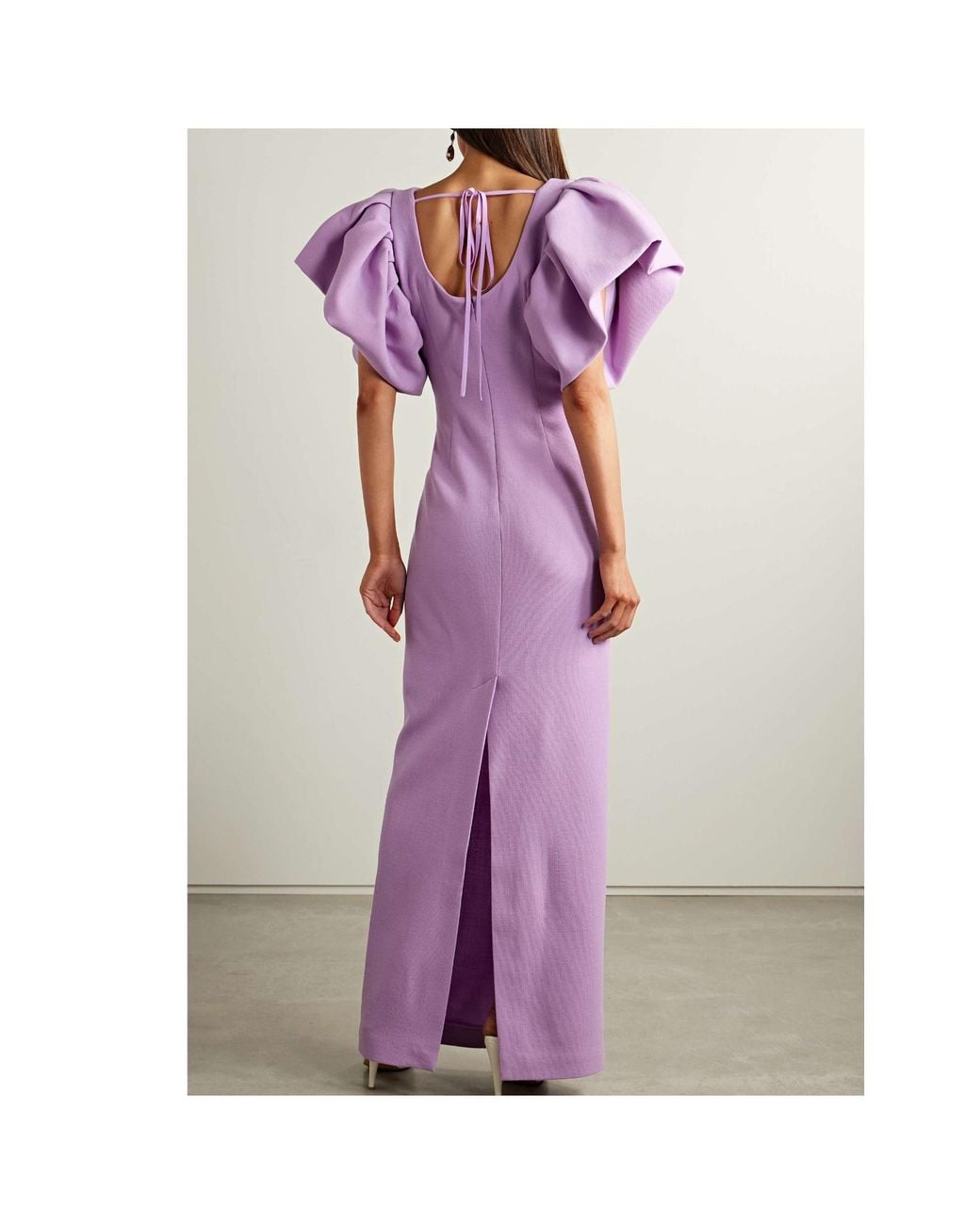 Oscar de la Renta Purple Bubble Sleeve Dress