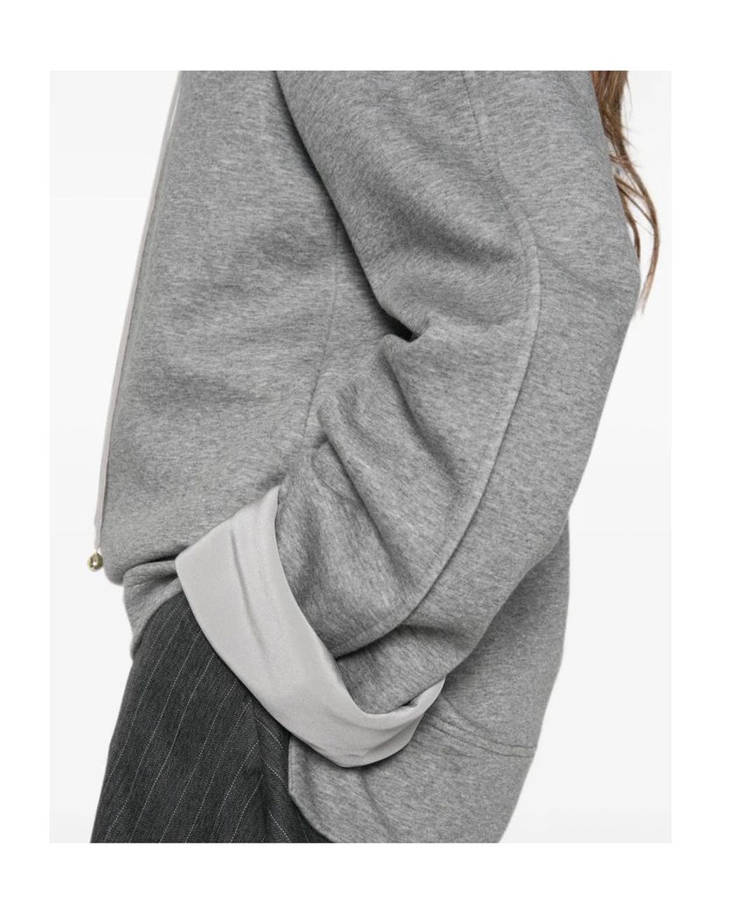 Carven Gray Long-Sleeved Hooded Sweatshirt