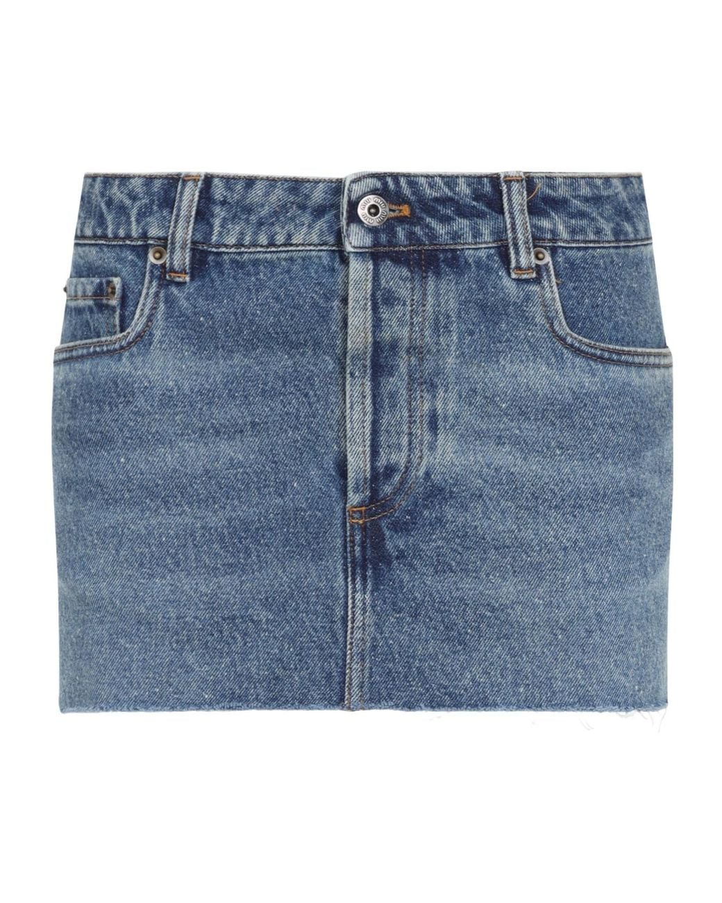 Miu Miu Blue Raw-Edge Denim Mini Skirt