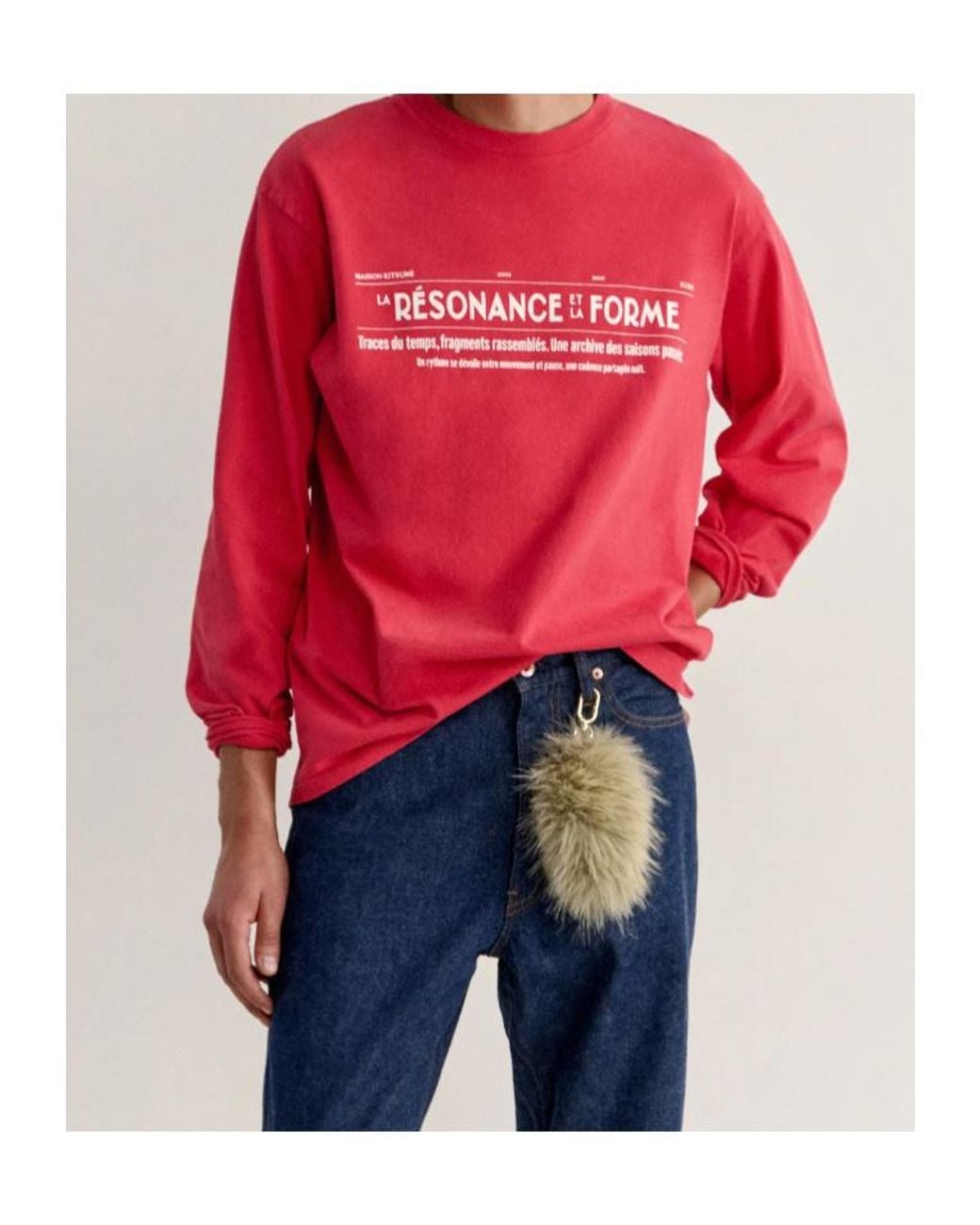 Maison Kitsuné Pink X Kuro Faded Long Sleeve Tee for men