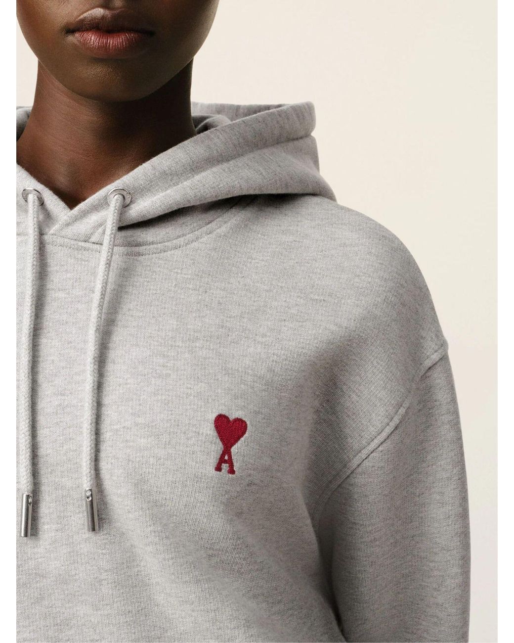 AMI Gray Ami De Coeur Drawstring Hoodie