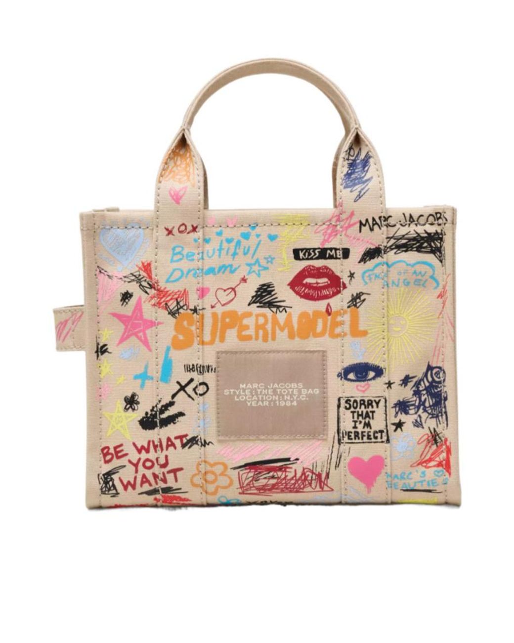Marc Jacobs Pink The Punk Scribble Small Tote Bag
