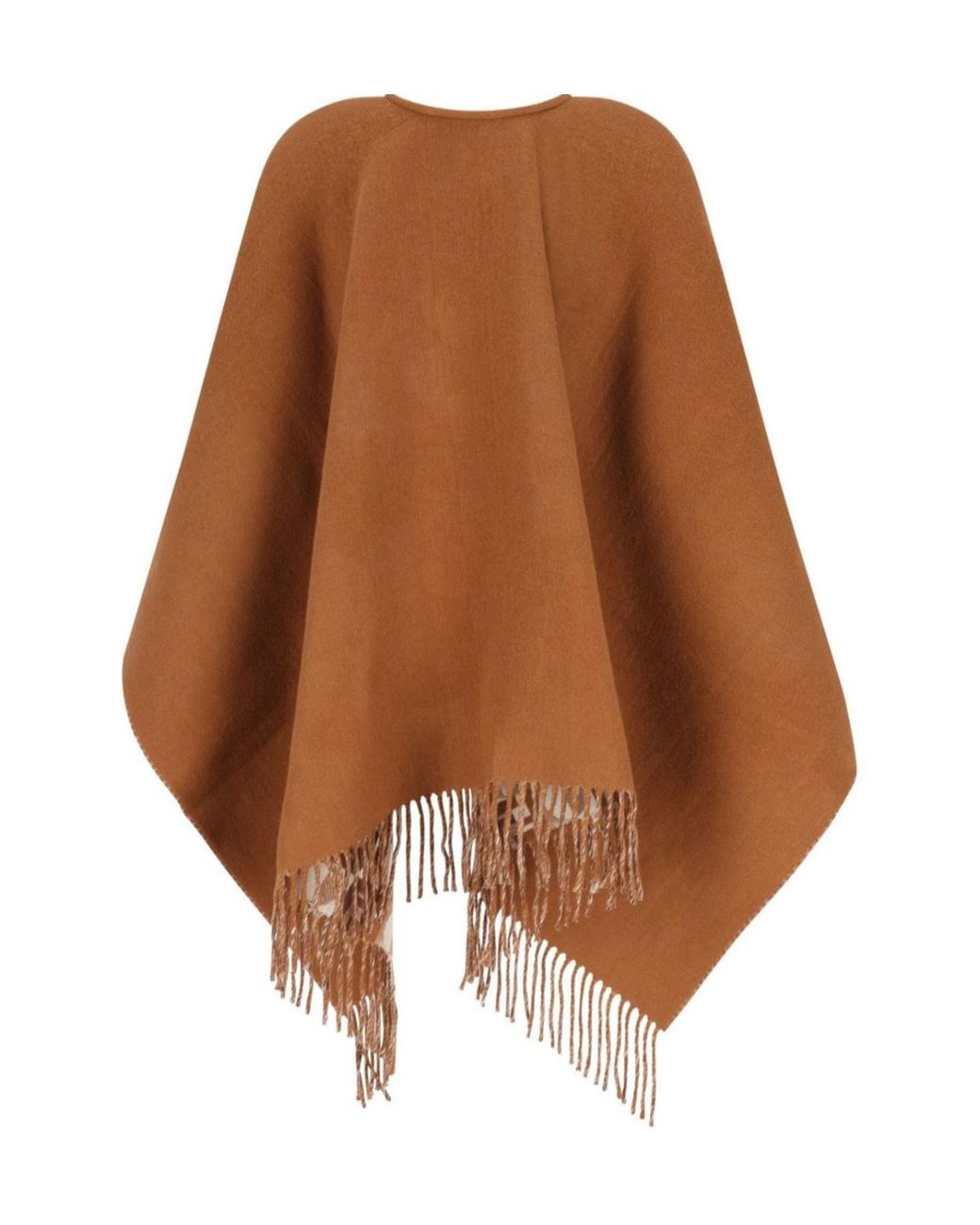 Fendi Brown Ff Jacquard Fringed-Edge Cape