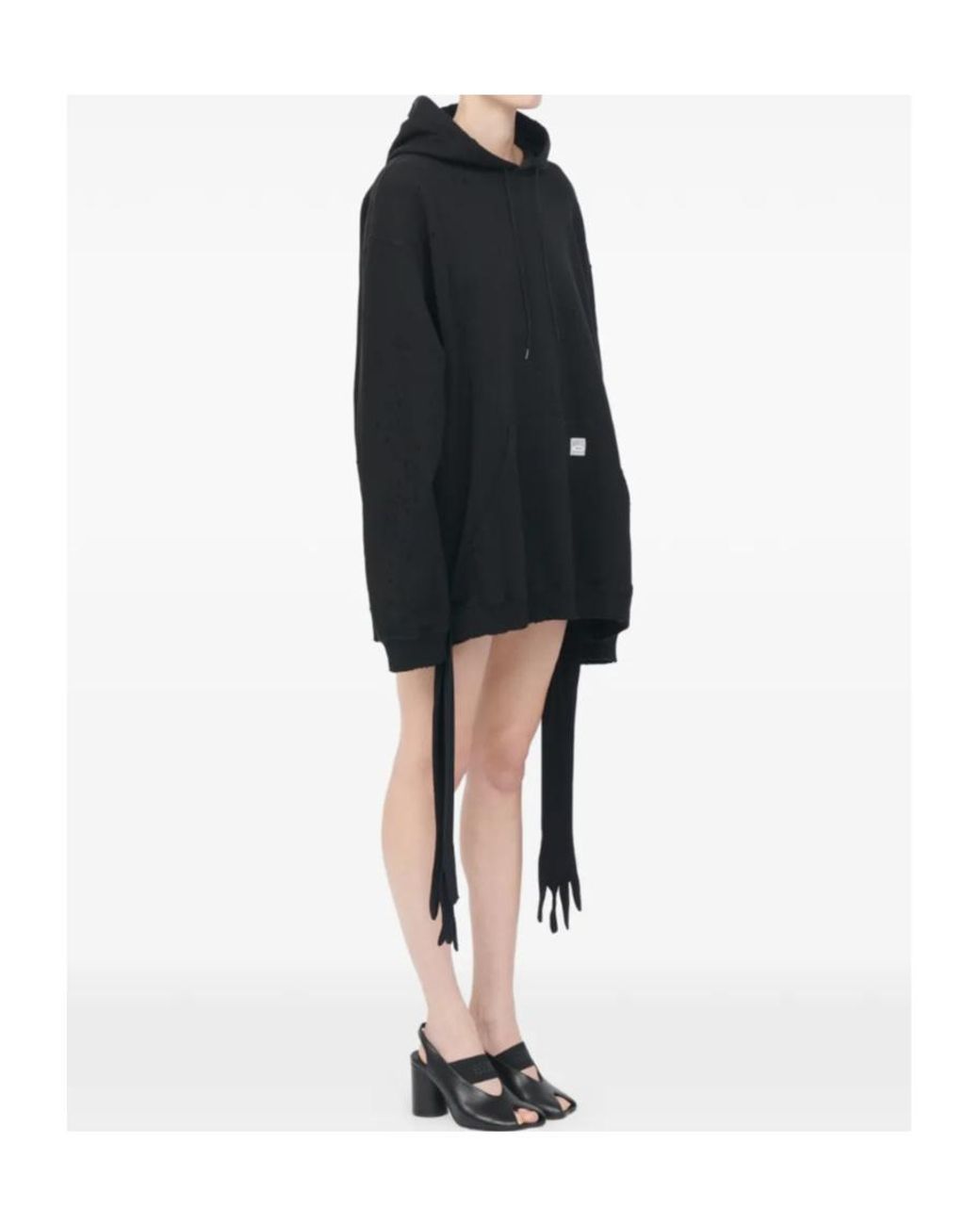 MM6 by Maison Margiela Black Tie Detailed Hooded Mini Dress