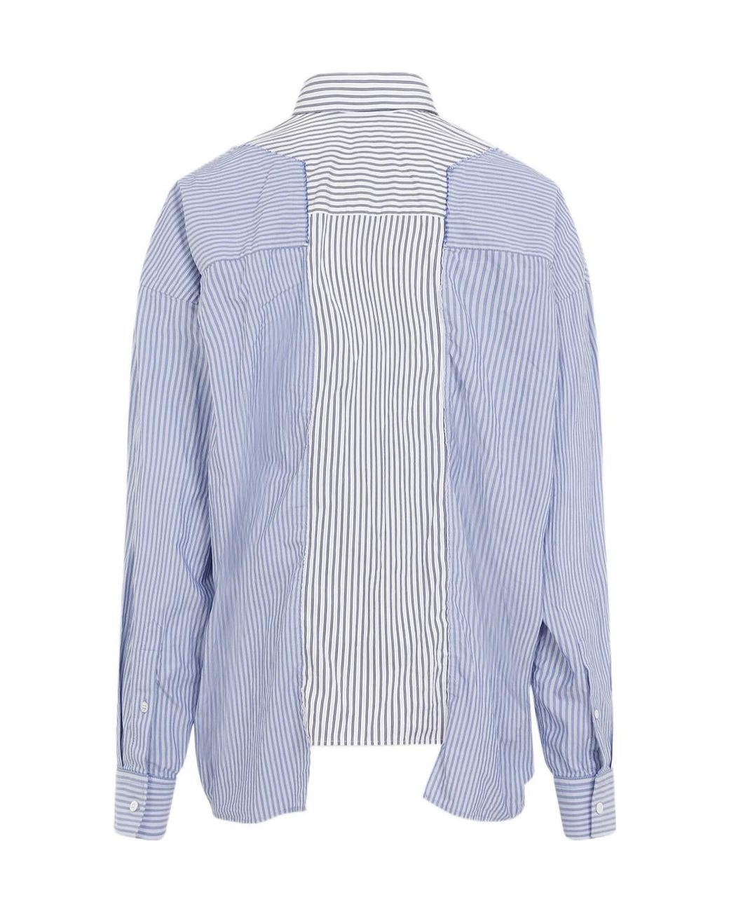 Balenciaga Blue Striped Long-Sleeved Shirt for men
