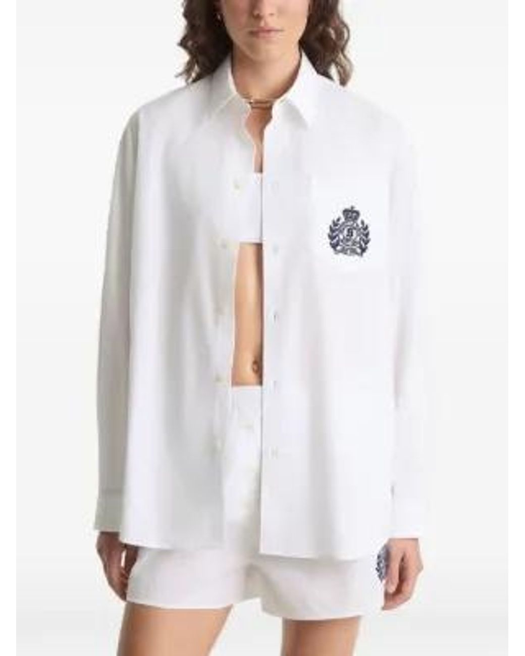 Sporty & Rich White Pocket Embroidered Top