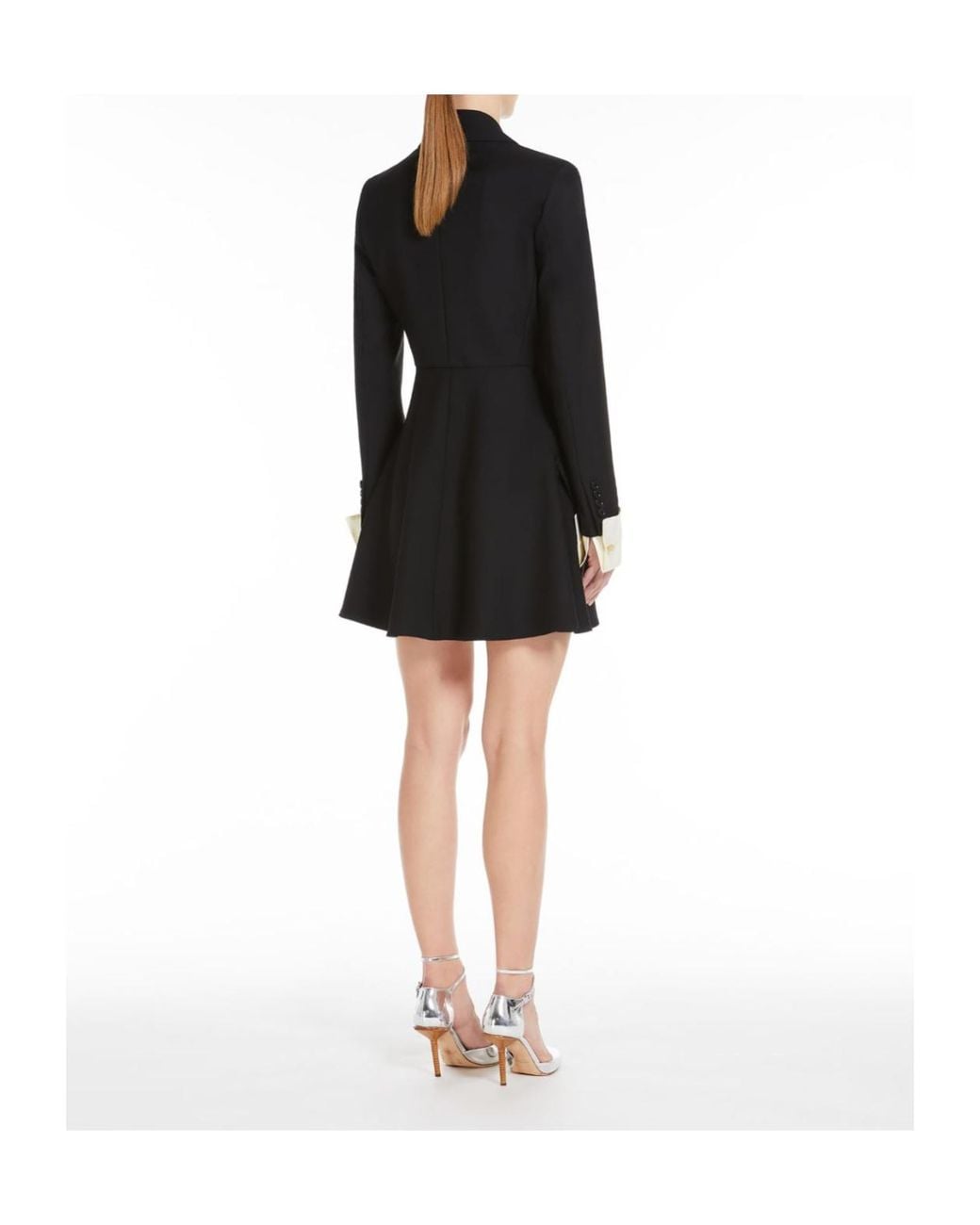 Max Mara Black Pleated Long-Sleeved Blazer Dress