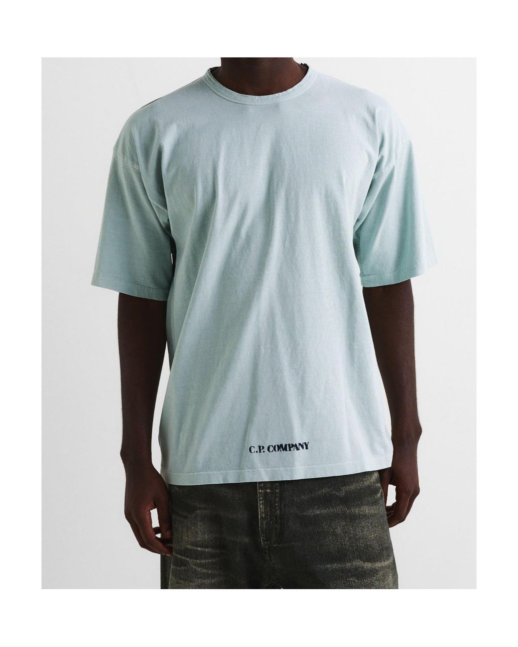 C P Company Blue Logo Crew Neck T-Shirt for men