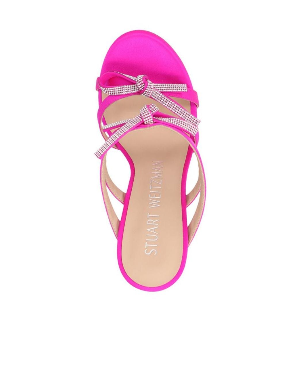 Stuart Weitzman Pink Bow-Detail Crystal-Embellished Heel Sandals