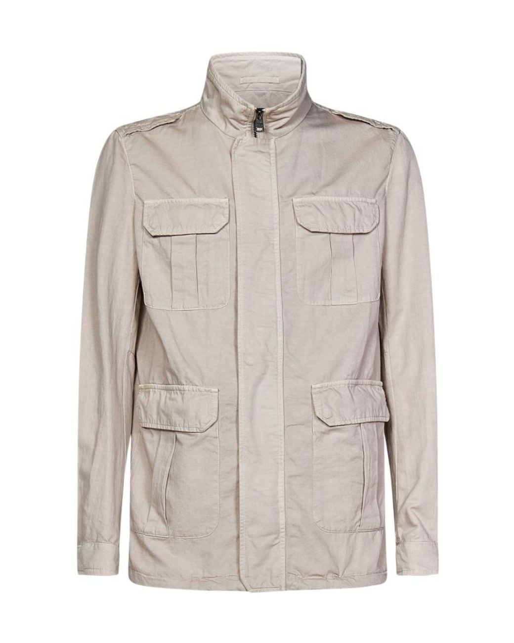 Herno Gray High-Neck Zipped Jacket for men