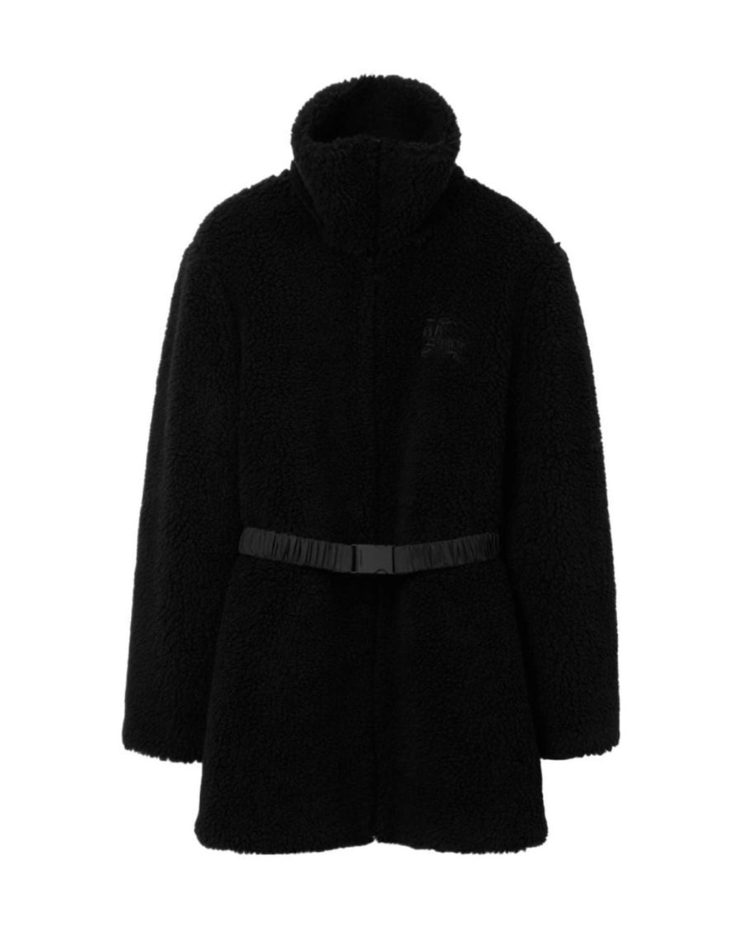 Burberry Black Ekd-Embroidery Wool-Blend Coat