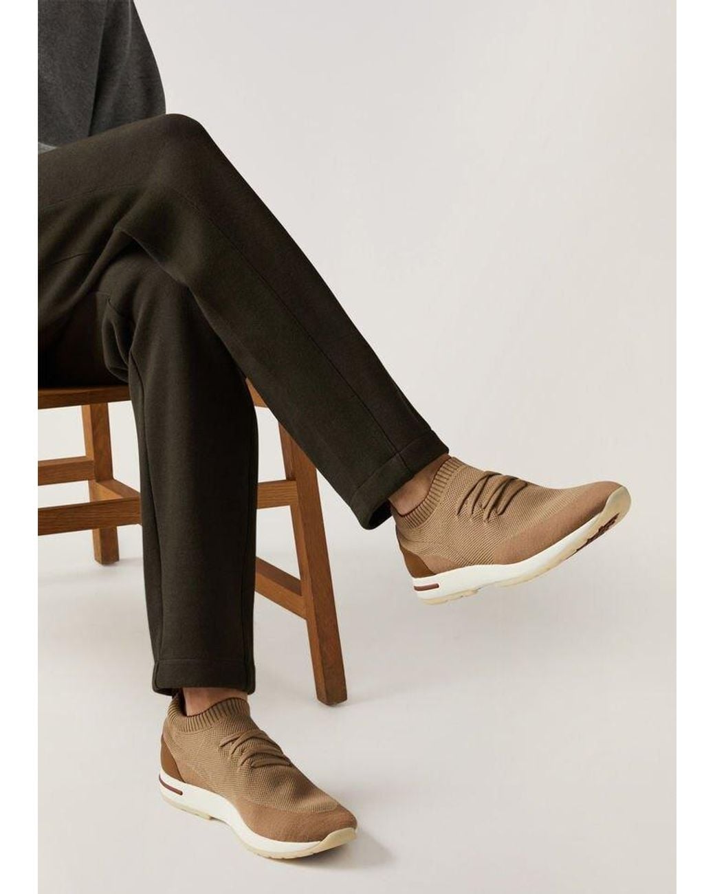 Loro Piana Brown 360 Lp Flexy Walk Knitted Leather Sneakers for men