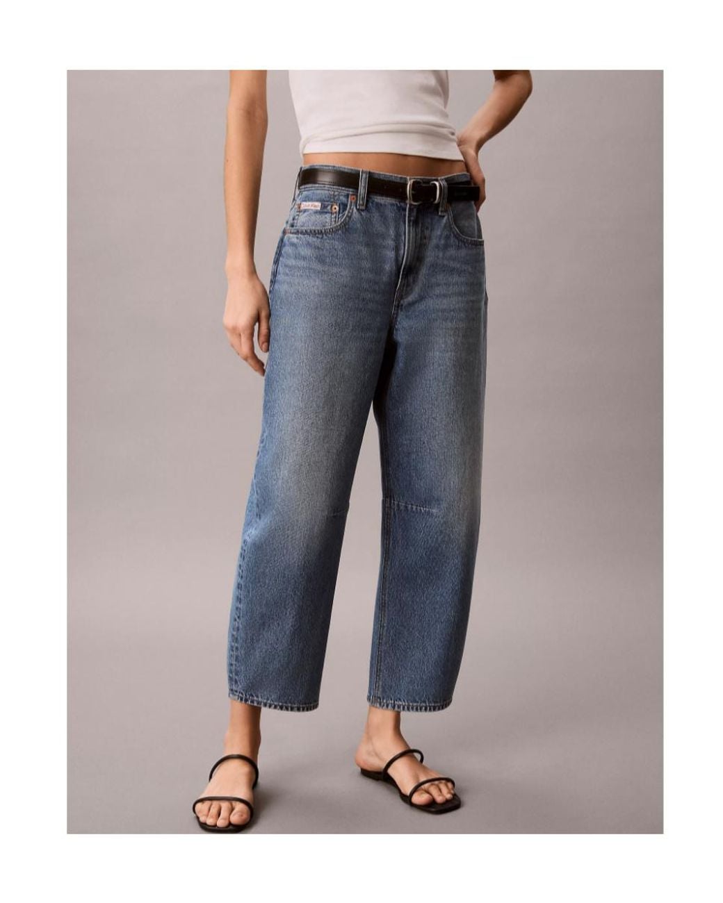 Calvin Klein Blue Cropped Barrel Jeans