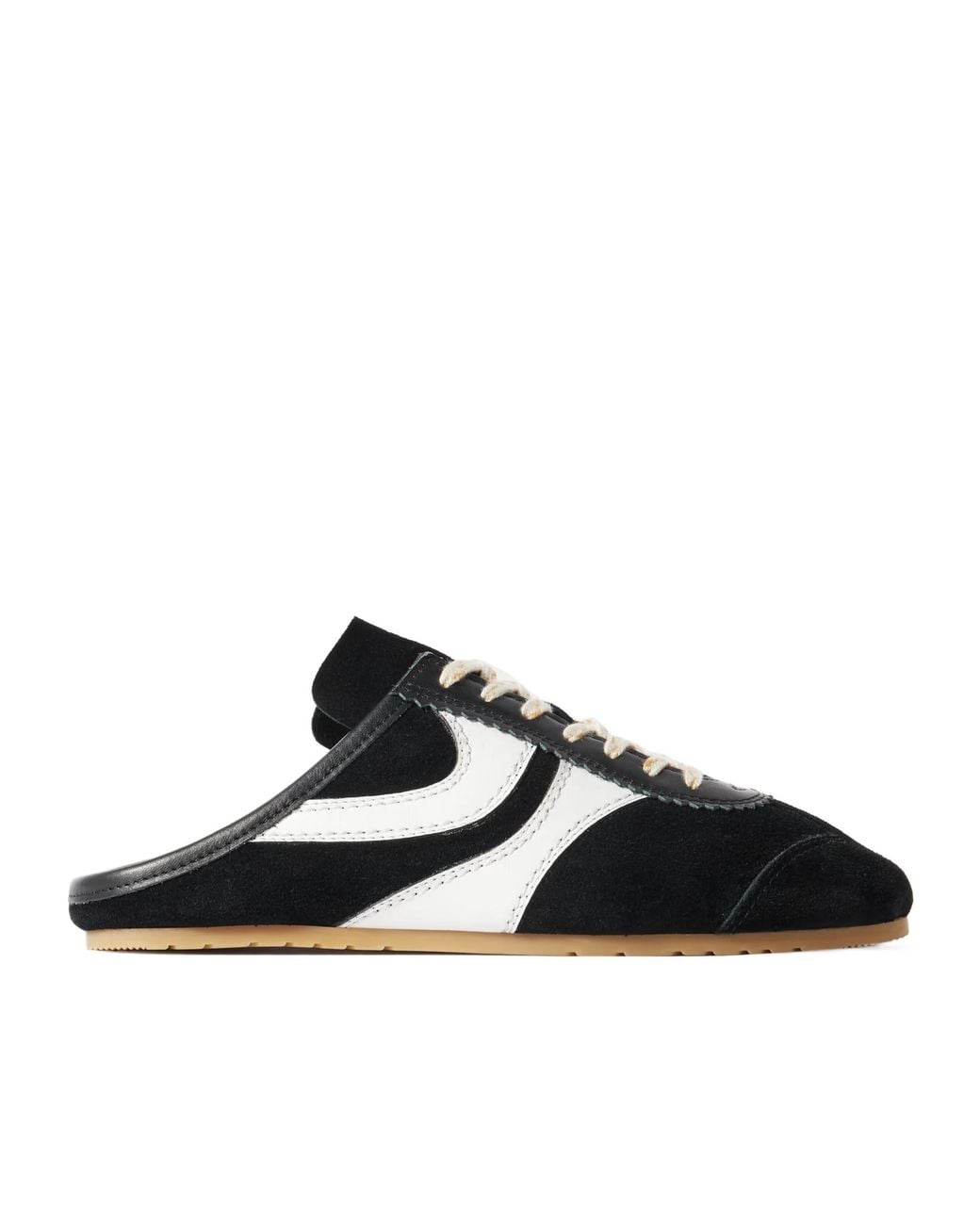 Dries Van Noten Black Leather-Trimmed Suede Slip-On Sneakers