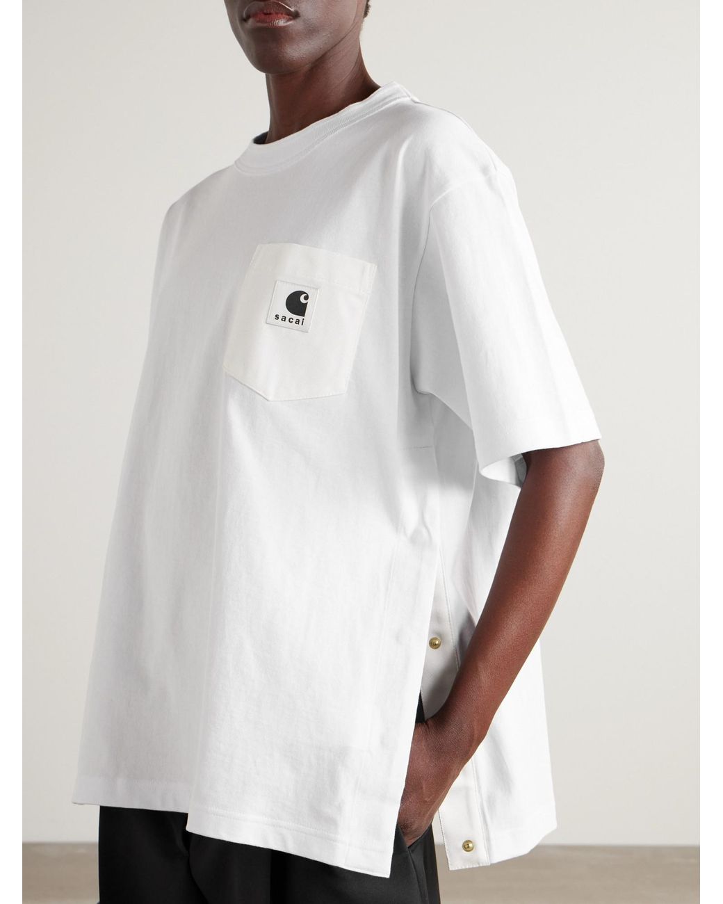 Sacai White Casual Short-Sleeve T-Shirt