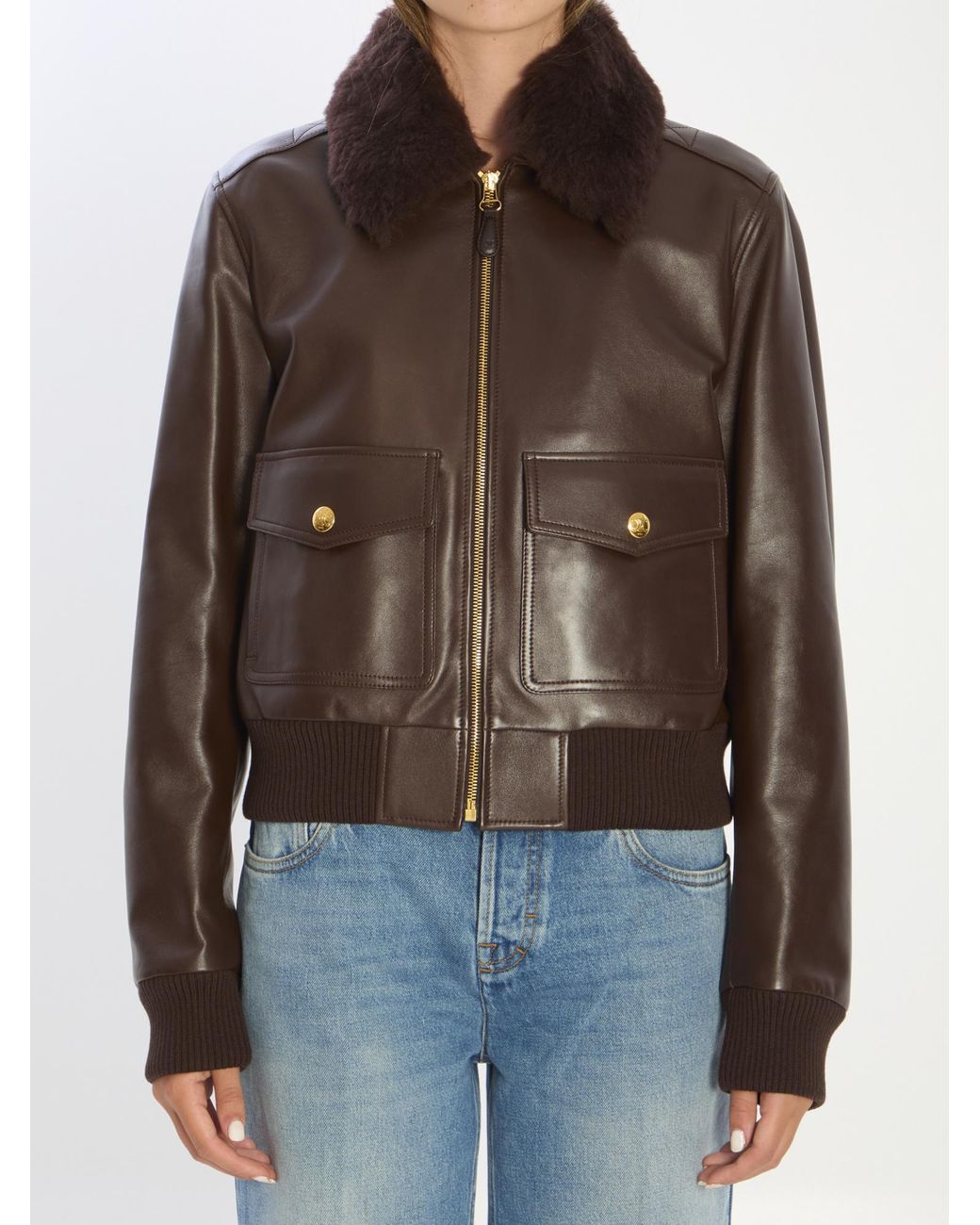 Céline Brown Aviator Blouson Jacket
