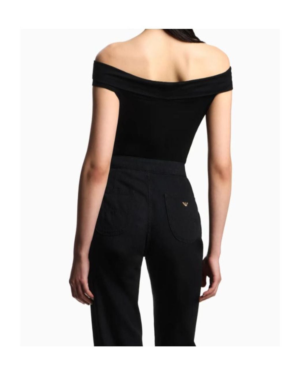 Emporio Armani Black Draped Cross-Front Top