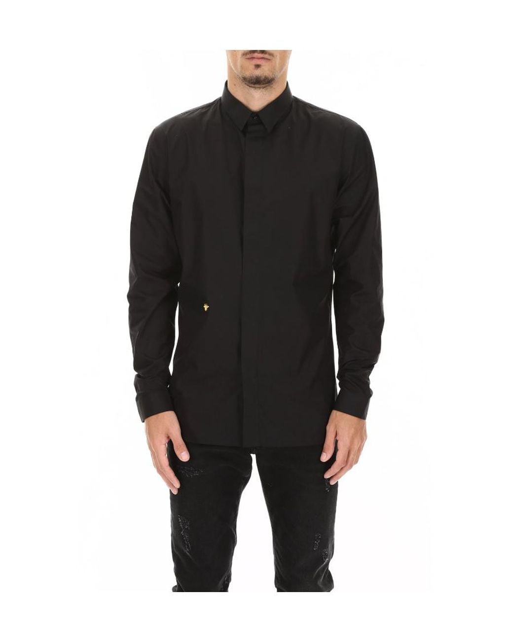 Dior Blue Homme Bee Embroidered Shirt for men