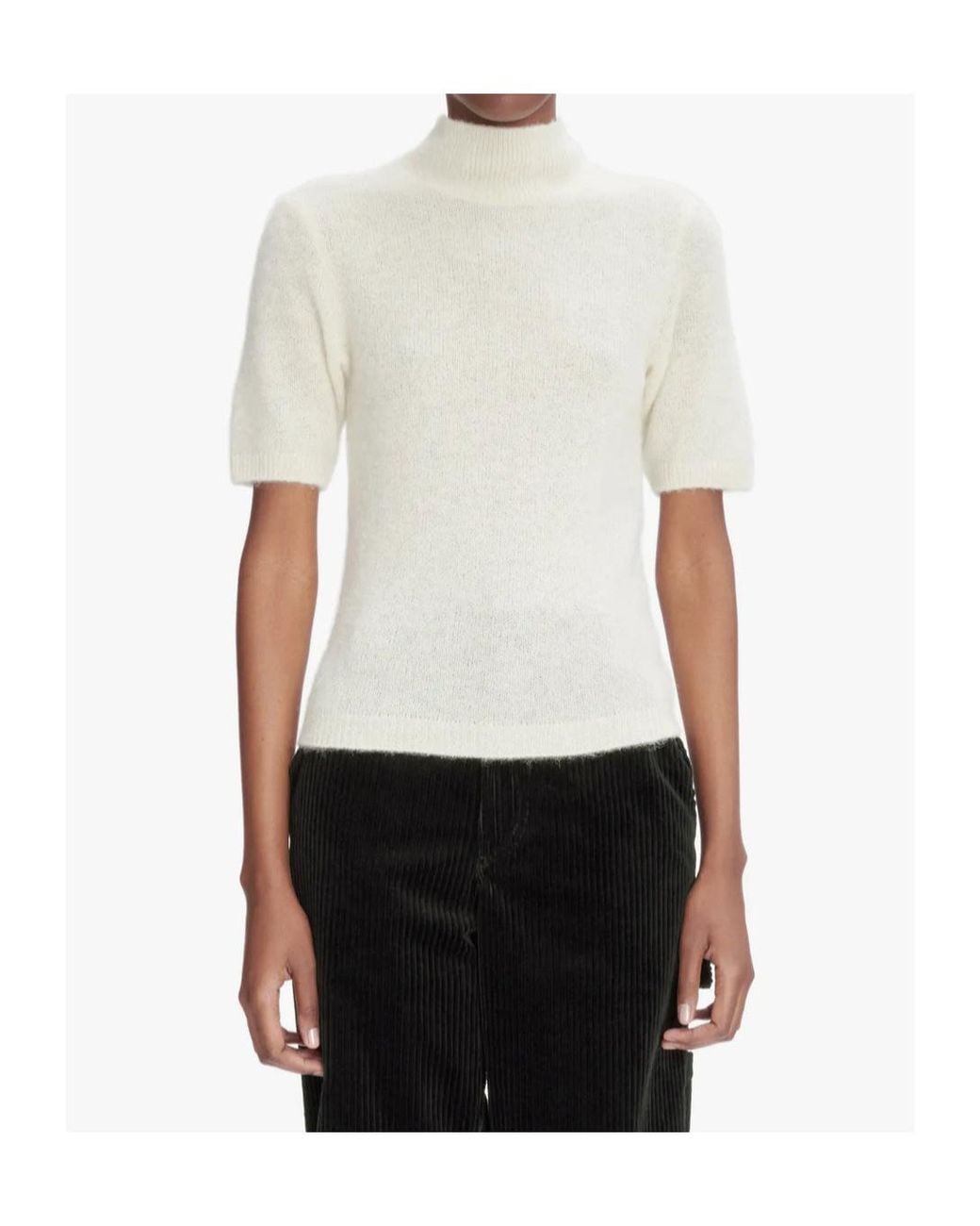 A.P.C. White High-Neck Short-Sleeved Jumper