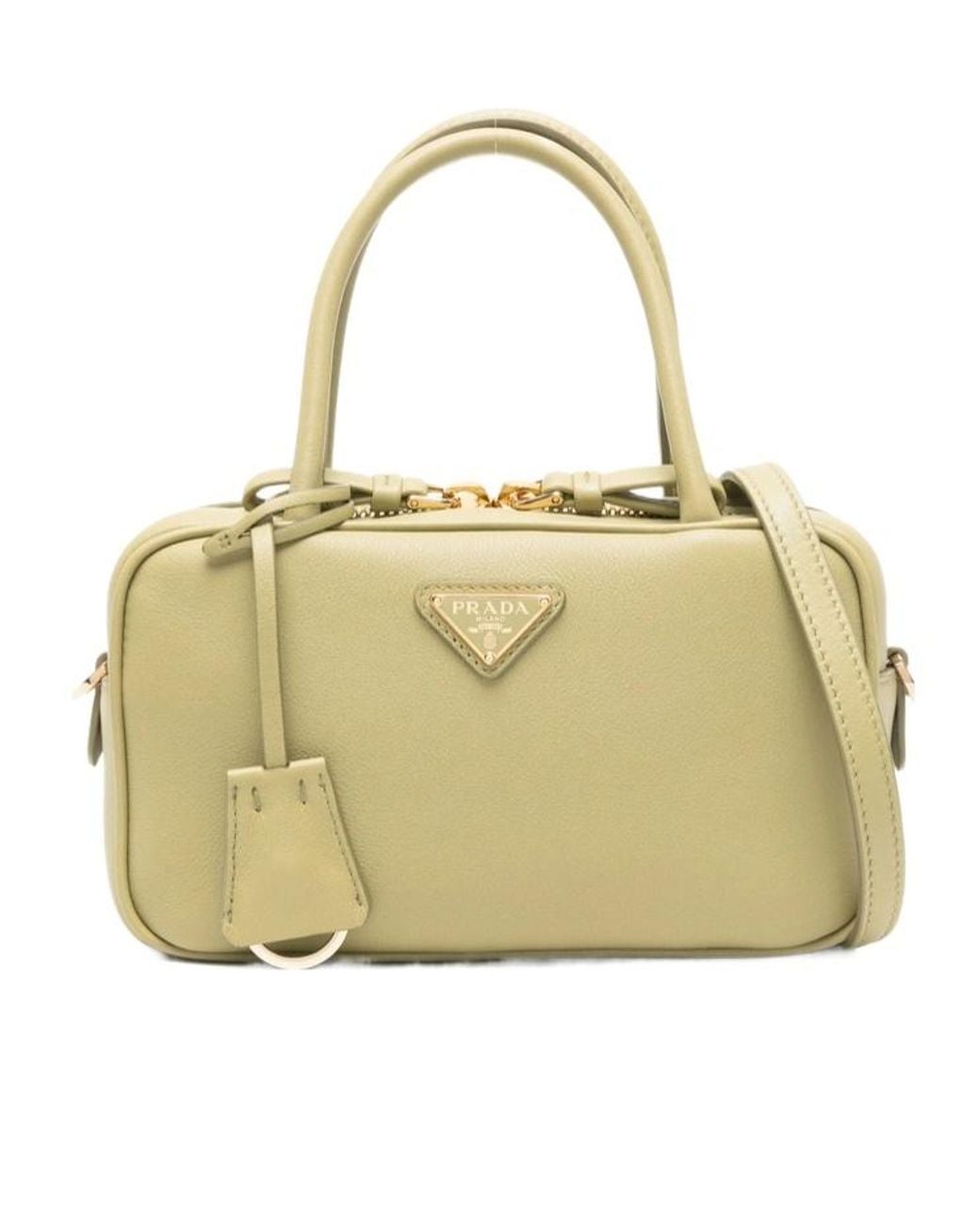 Prada Metallic Triangle-Logo Zipped Handbag