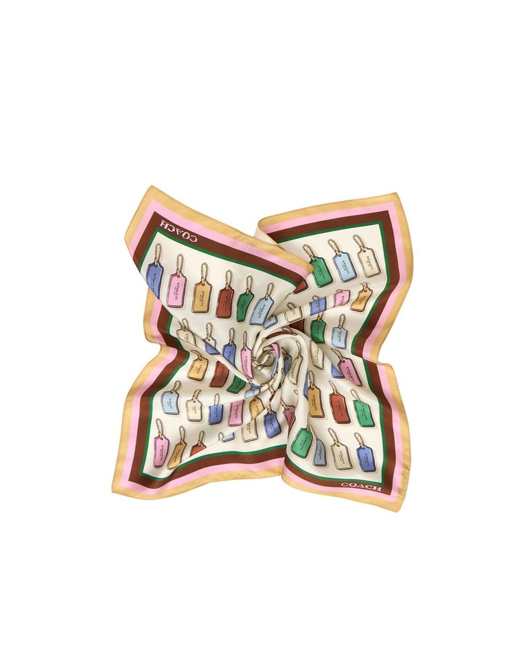 COACH White Printed Silk Scarf