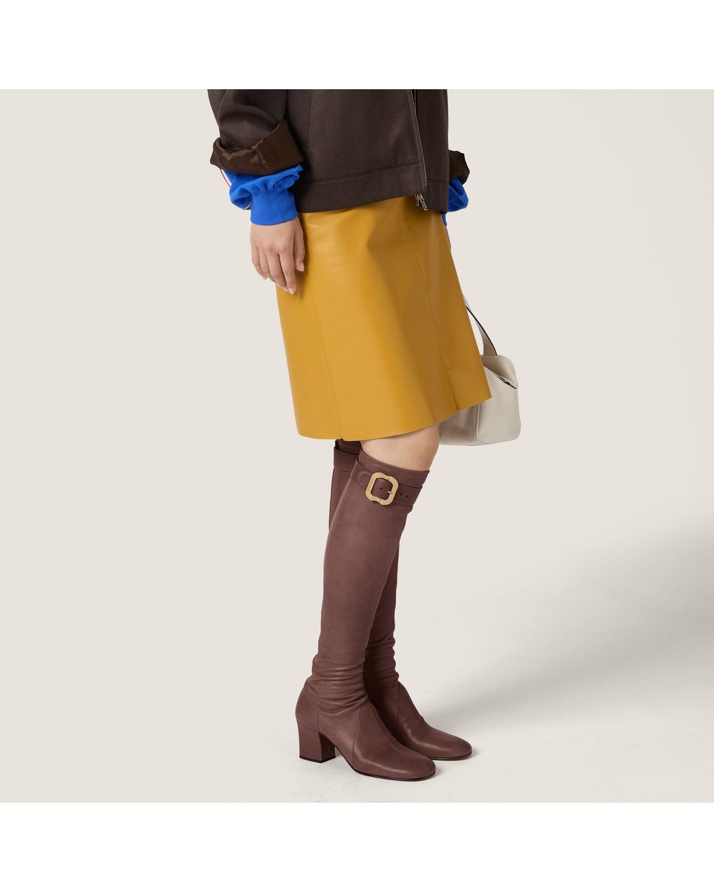Miu Miu Block-Heeled Boots in Brown | Lyst