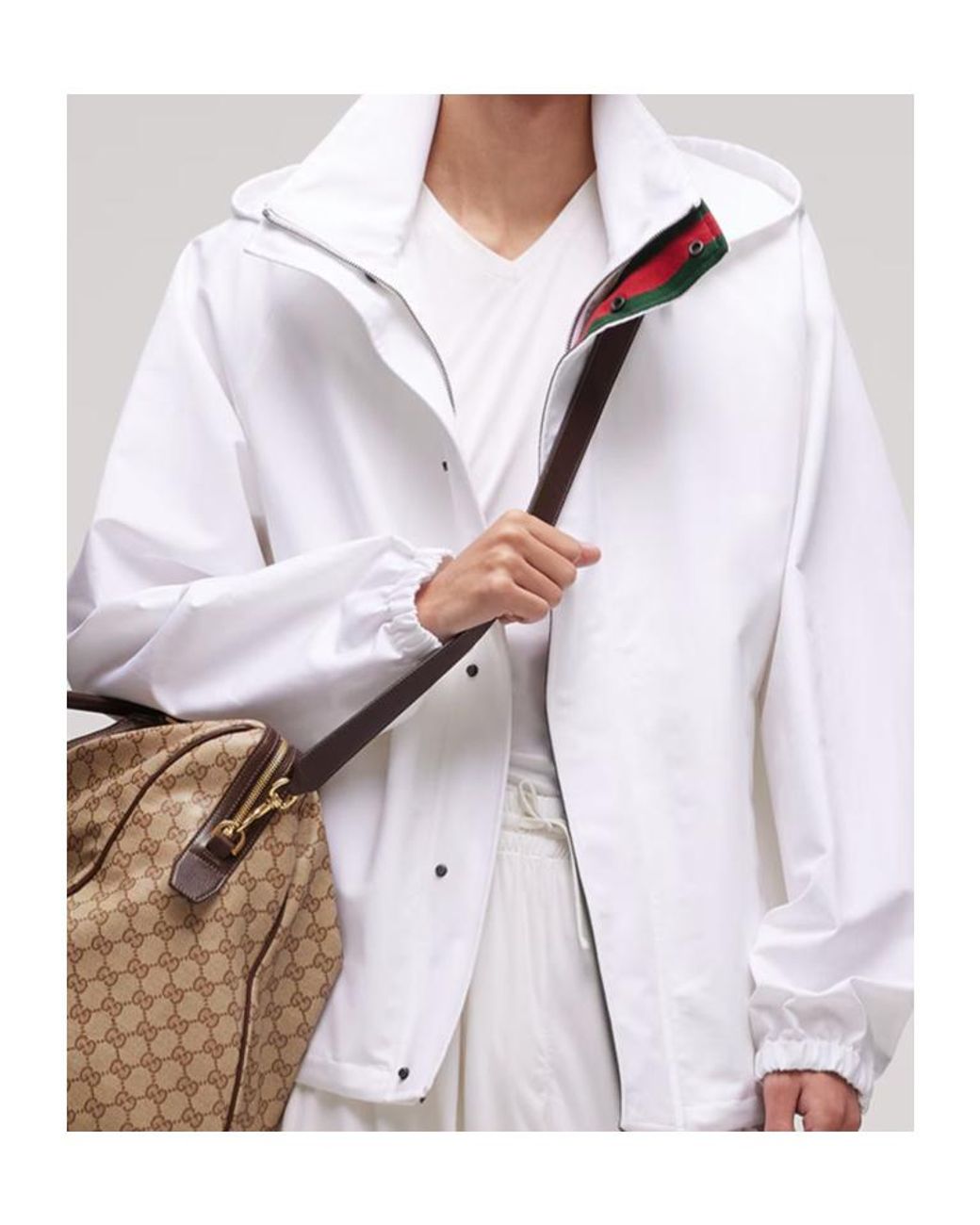 Gucci White Compact Cotton Canvas Zip Jacket for men