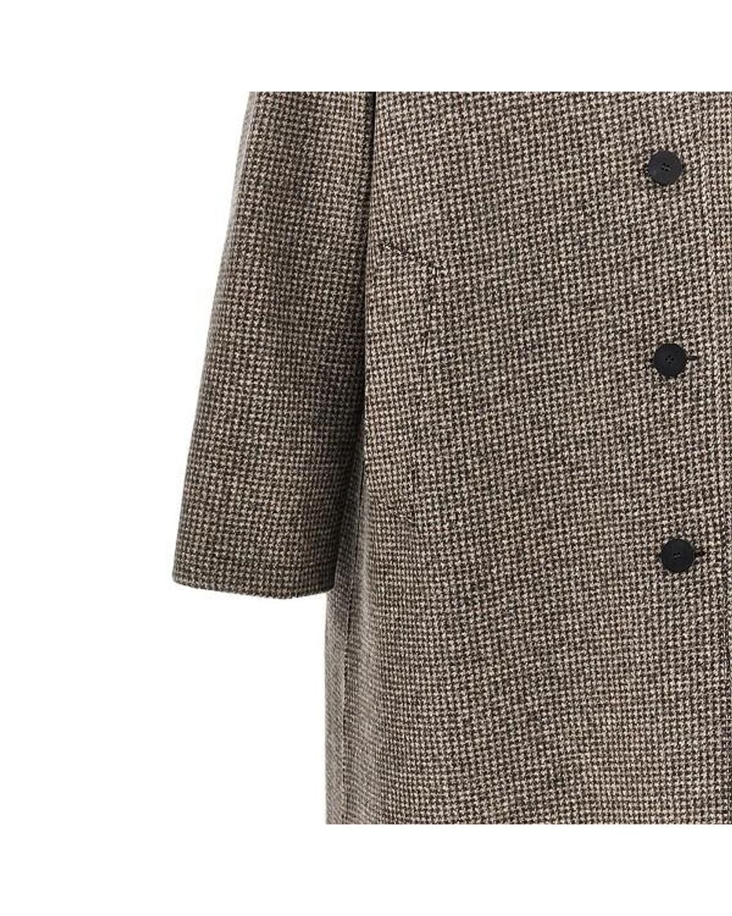 Harris Wharf London Gray Houndstooth-Pattern Single-Breasted Coat