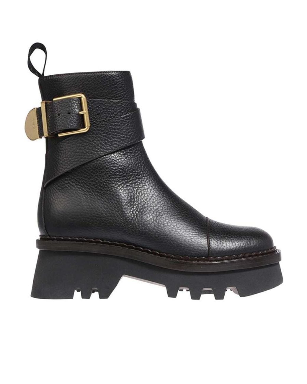 Chloé Black Zippered Platform Ankle Boots