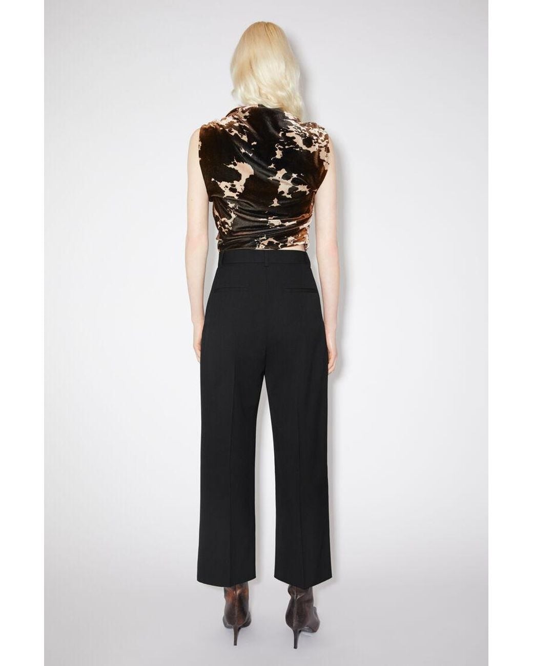 Acne Black Pressed-Crease Cropped-Leg Trousers