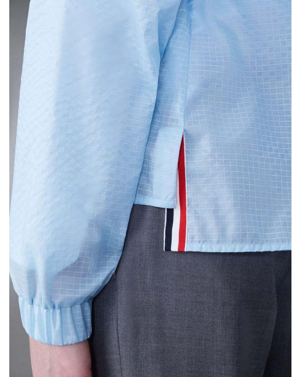 Thom Browne Blue 4-Bar Stripe Detailed Hooded Jacket